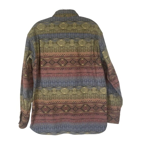 Cabelas Aztec Southwest Patterned Button-Up Shirt Mens Medium Deerskin Soft - Picture 2 of 12